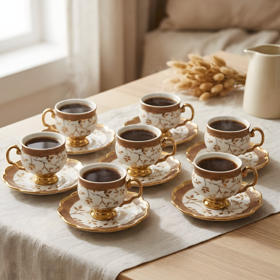 Coffee Cup and Saucer Set - 12 Pcs